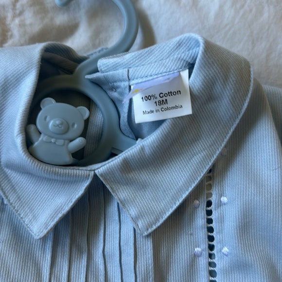 New with tags boy blue romper embroidered European style size 18 months - Picture 3 of 8